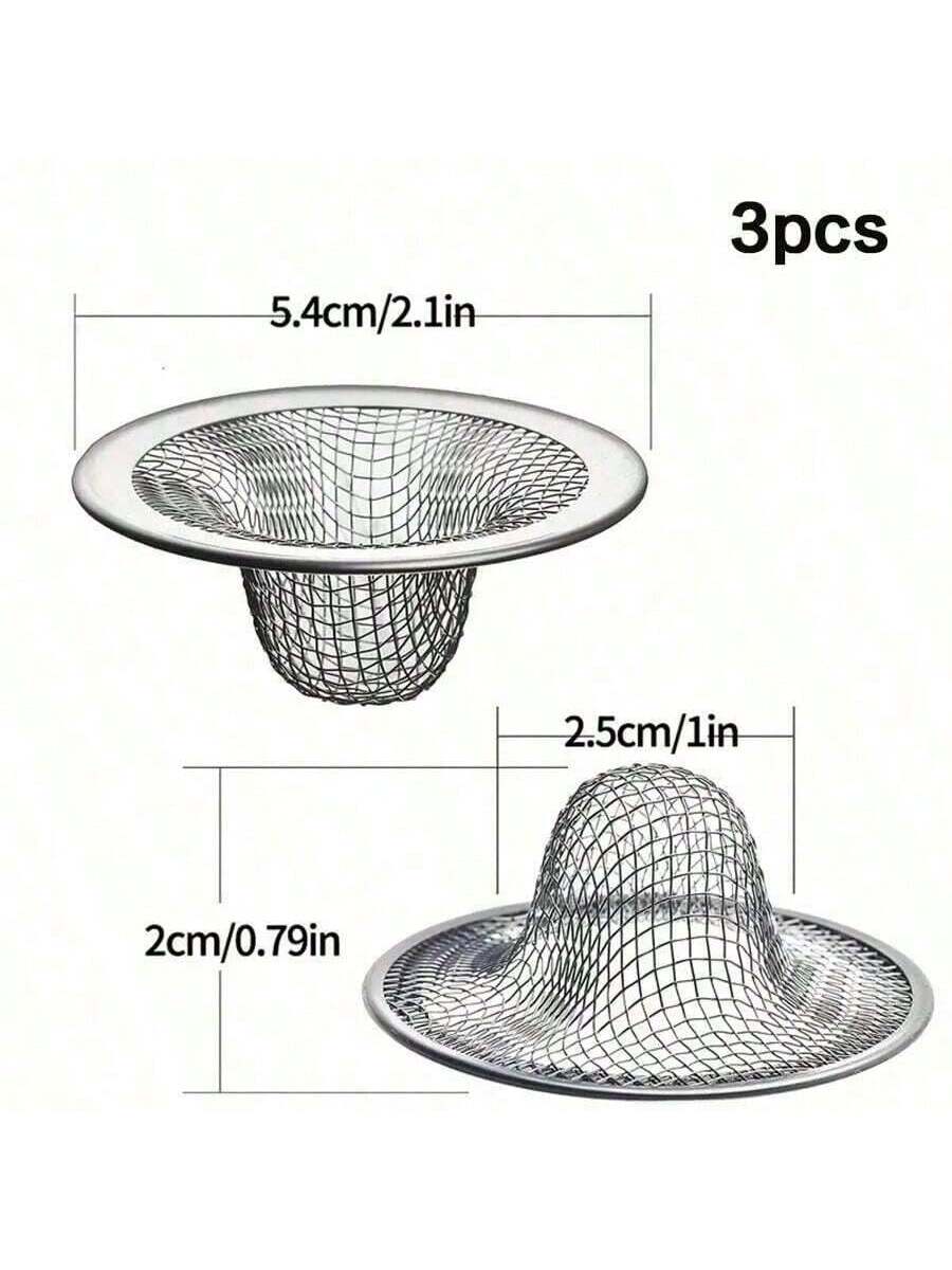 1-3pcs Stainless Steel Bathroom Sink Strainer- Hair Catcher And Drain Filter Home Bathroom Decor Fall Decor Back To School