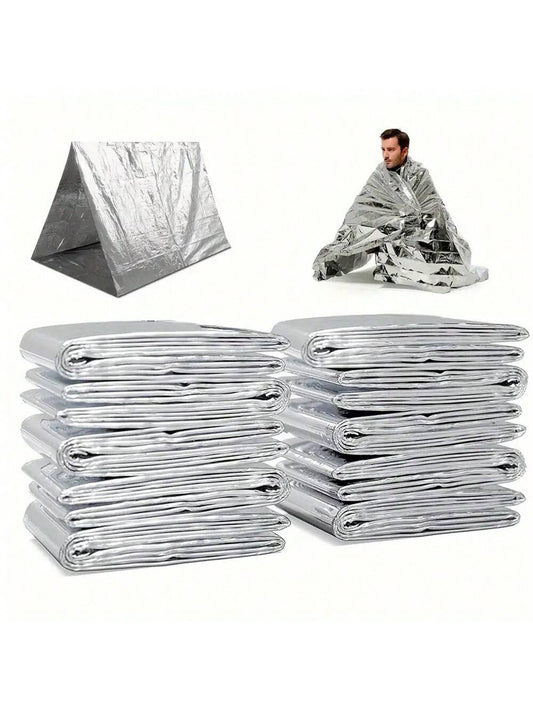 1/4/10pcs 52""X82"" Emergency Mylar Thermal Blankets For First Aid Kits,Compact Waterproof Natural Disasters Equipment, Retain Body Heat,Polyester Survival Reflective Foil Blankets For Camping, Hiking