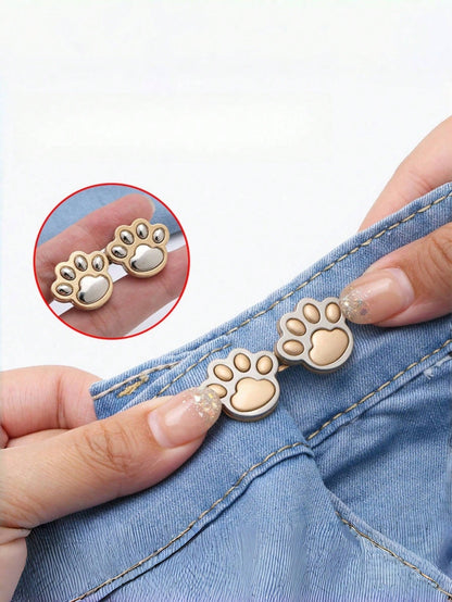 1/4 Sets Adjustable Waistband Buckle No Need To Sew Detachable Jeans Waist Stretch Big Change Small Metal Extender Button,Cute Star Shaped Waist Tightener Buckle Pants Pins For Jeans, Skirts, Pants, C
