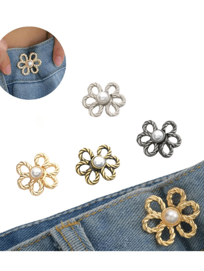 1/4 Sets Adjustable Waistband Buckle No Need To Sew Detachable Jeans Waist Stretch Big Change Small Metal Extender Button,Cute Star Shaped Waist Tightener Buckle Pants Pins For Jeans, Skirts, Pants, C