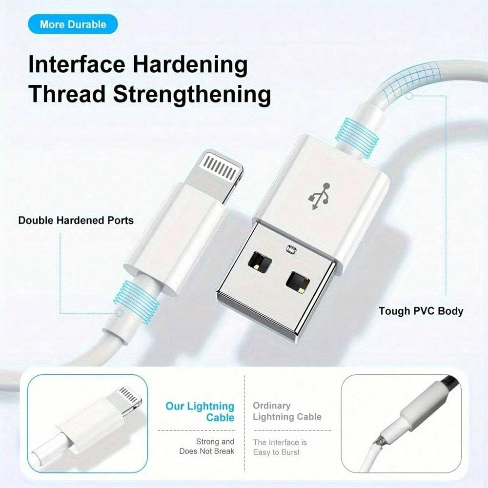 1-4pcs Apple Charging Cable, 3.3ft (Approx. 1m), Compatible Charging Cable, USB To Lightning Fast Charging, Compatible With Iphone 14/13/12/11/11 Pro/11 Max/X/XS/XR/XS Max/8/7, (White), Nan MFi Certif