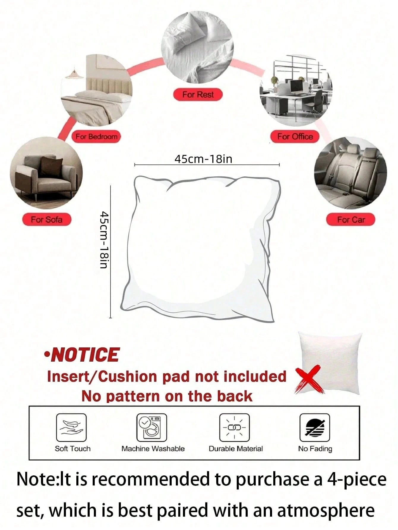 1/4pcs New Halloween Pattern Pillowcase, Halloween-Themed Cushion Cover, Decorative Pillowcase, Square Pillowcase, Halloween Decoration, Decorative Pillow, Suitable For Living Room, Sofa, And Bedroom