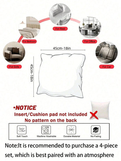 1/4pcs New Halloween Pattern Pillowcase, Halloween-Themed Cushion Cover, Decorative Pillowcase, Square Pillowcase, Halloween Decoration, Decorative Pillow, Suitable For Living Room, Sofa, And Bedroom