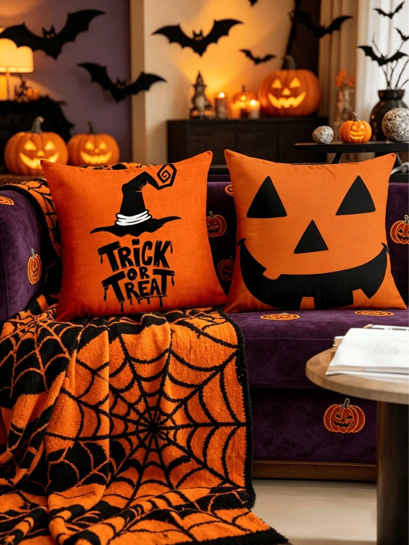 1/4pcs New Halloween Pattern Pillowcase, Halloween-Themed Cushion Cover, Decorative Pillowcase, Square Pillowcase, Halloween Decoration, Decorative Pillow, Suitable For Living Room, Sofa, And Bedroom