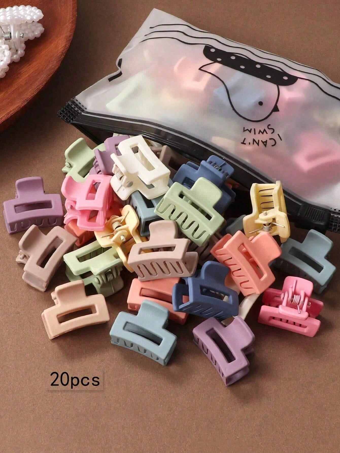 1/6/10/20/30pcs Assorted Square Matte Hair Clips, 2cm Hollow Cute Hair Accessories