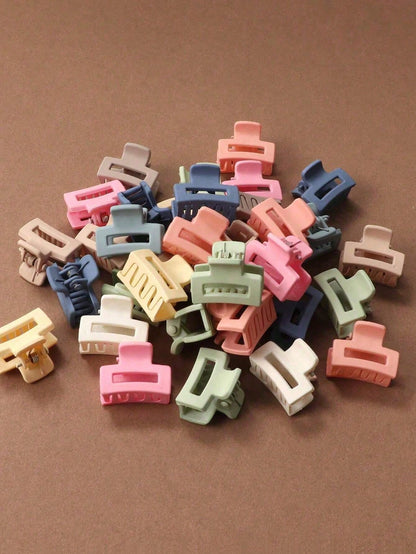 1/6/10/20/30pcs Assorted Square Matte Hair Clips, 2cm Hollow Cute Hair Accessories