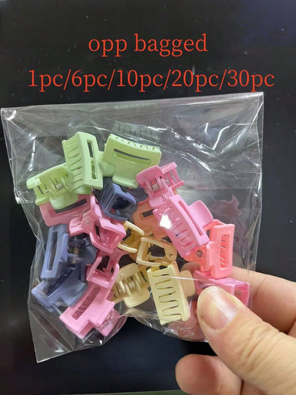 1/6/10/20/30pcs Assorted Square Matte Hair Clips, 2cm Hollow Cute Hair Accessories