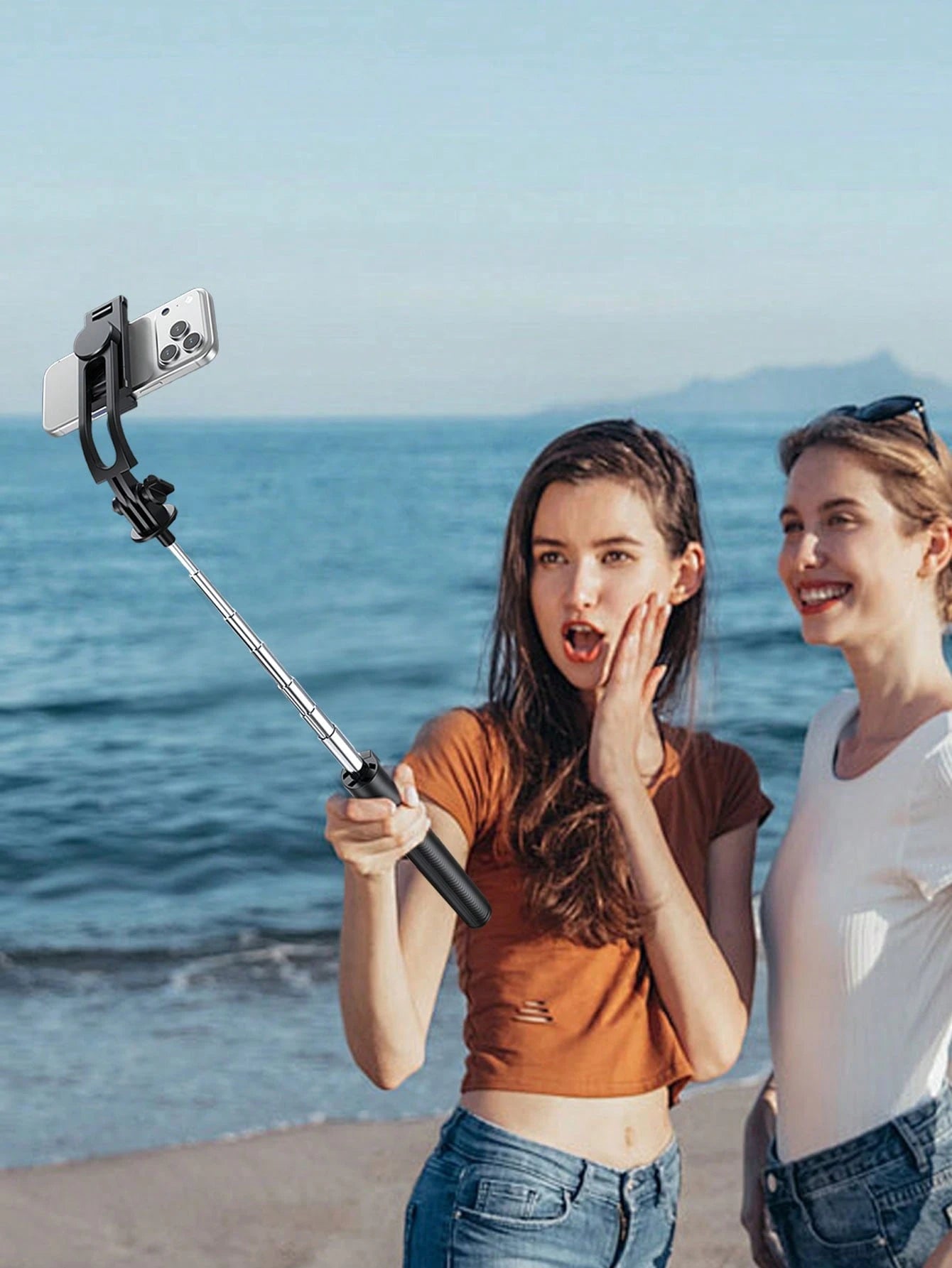1.7m Long Wireless Remote Bluetooth Selfie Stick Made Of Alloy Material, Suitable For Video Recording, Life And Travel Documentation. It Is A Portable Tripod-Style Handheld/Ground Selfie Stick That Op
