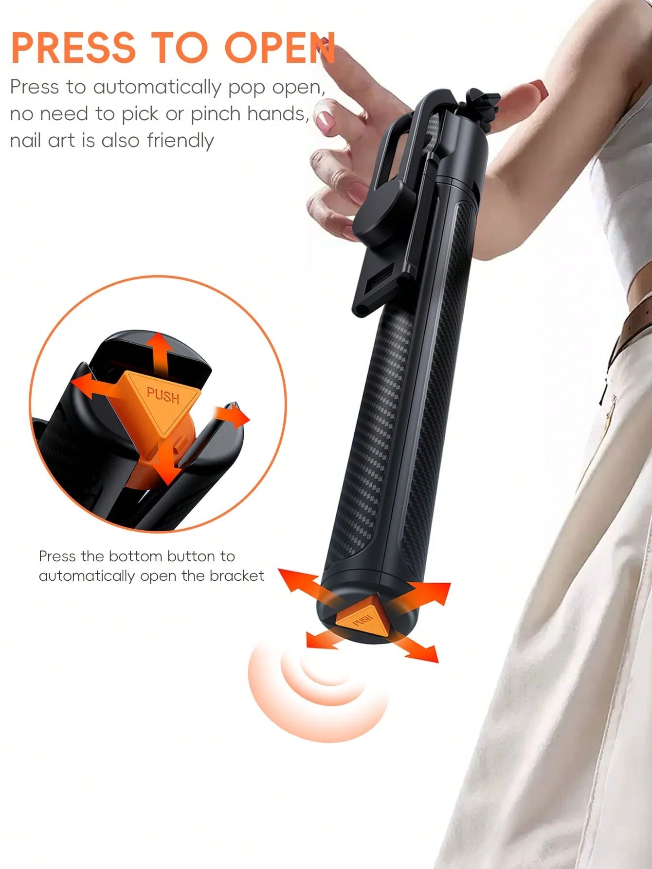 1.7m Long Wireless Remote Bluetooth Selfie Stick Made Of Alloy Material, Suitable For Video Recording, Life And Travel Documentation. It Is A Portable Tripod-Style Handheld/Ground Selfie Stick That Op