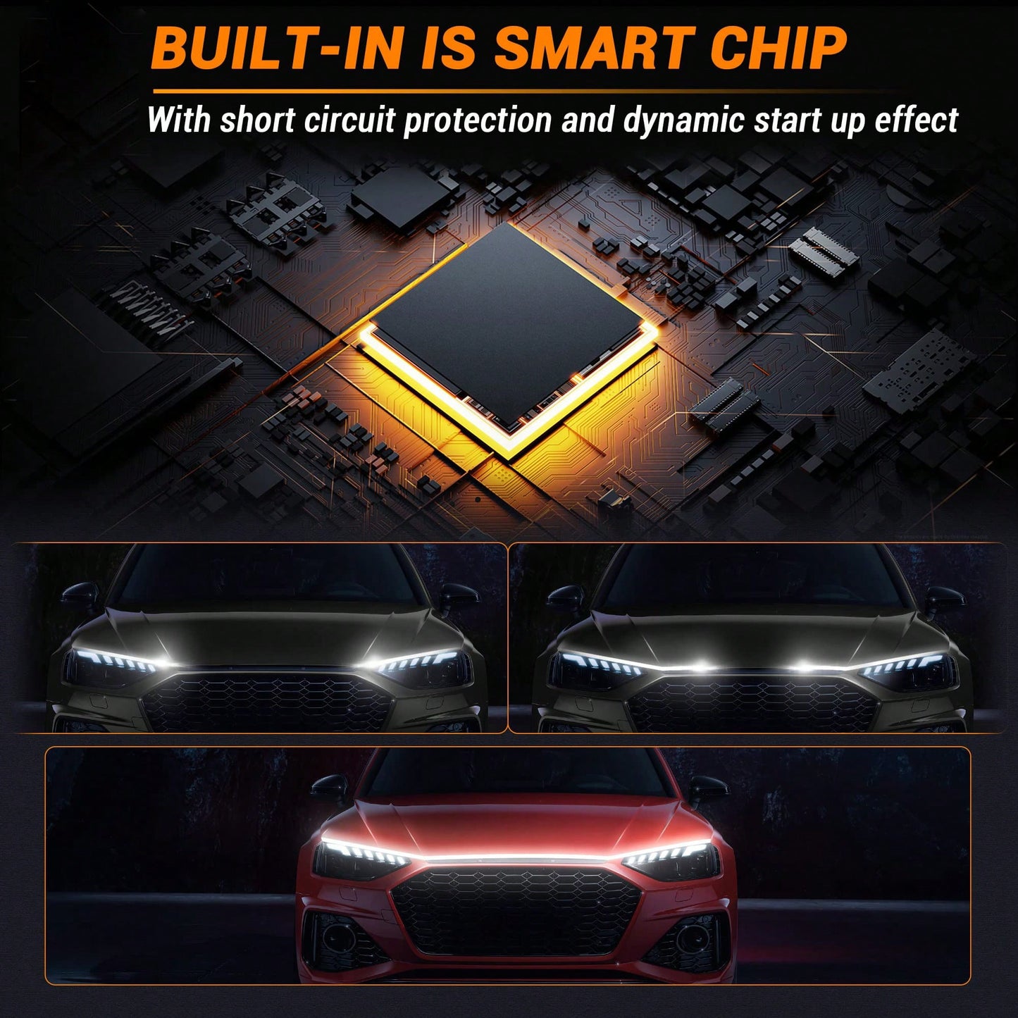 1.8M Flexible LED Hood Light, Automotive Hood Light Strip, Universal 12V Car Hood Light Strip, Flexible LED, Suitable For Sedans, SUVs, Trucks-Car Decor\Car Stuff\Car Acessesories\Car Accessories\Car\