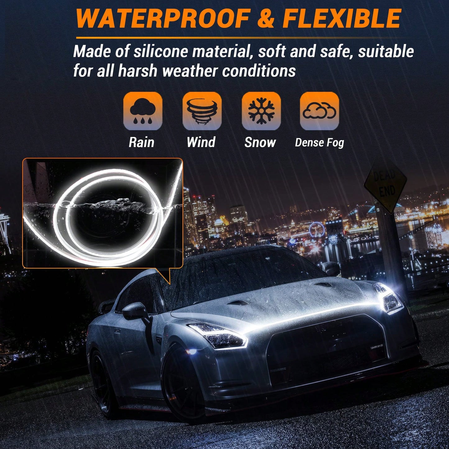 1.8M Flexible LED Hood Light, Automotive Hood Light Strip, Universal 12V Car Hood Light Strip, Flexible LED, Suitable For Sedans, SUVs, Trucks-Car Decor\Car Stuff\Car Acessesories\Car Accessories\Car\