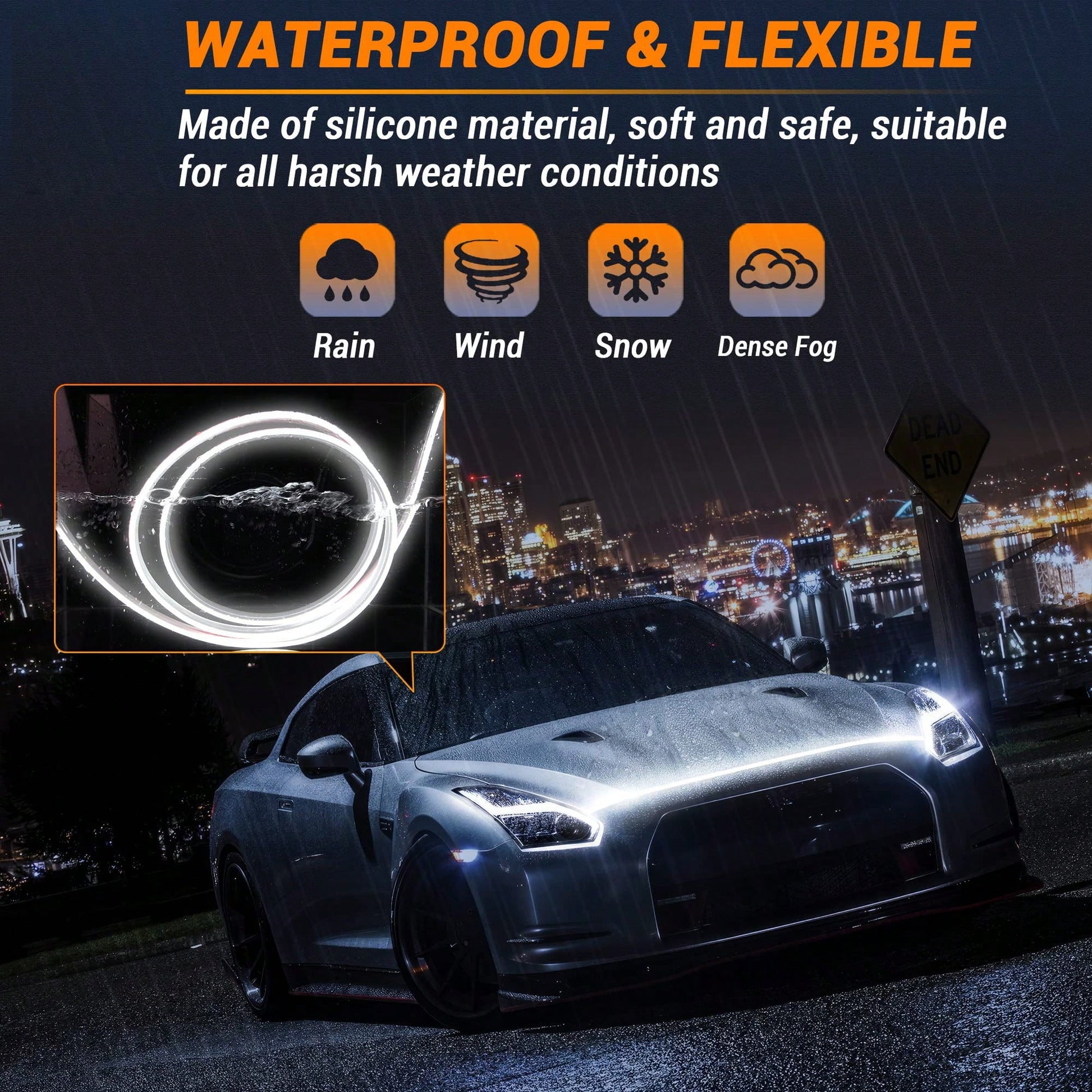 1.8M Flexible LED Hood Light, Automotive Hood Light Strip, Universal 12V Car Hood Light Strip, Flexible LED, Suitable For Sedans, SUVs, Trucks-Car Decor\Car Stuff\Car Acessesories\Car Accessories\Car\