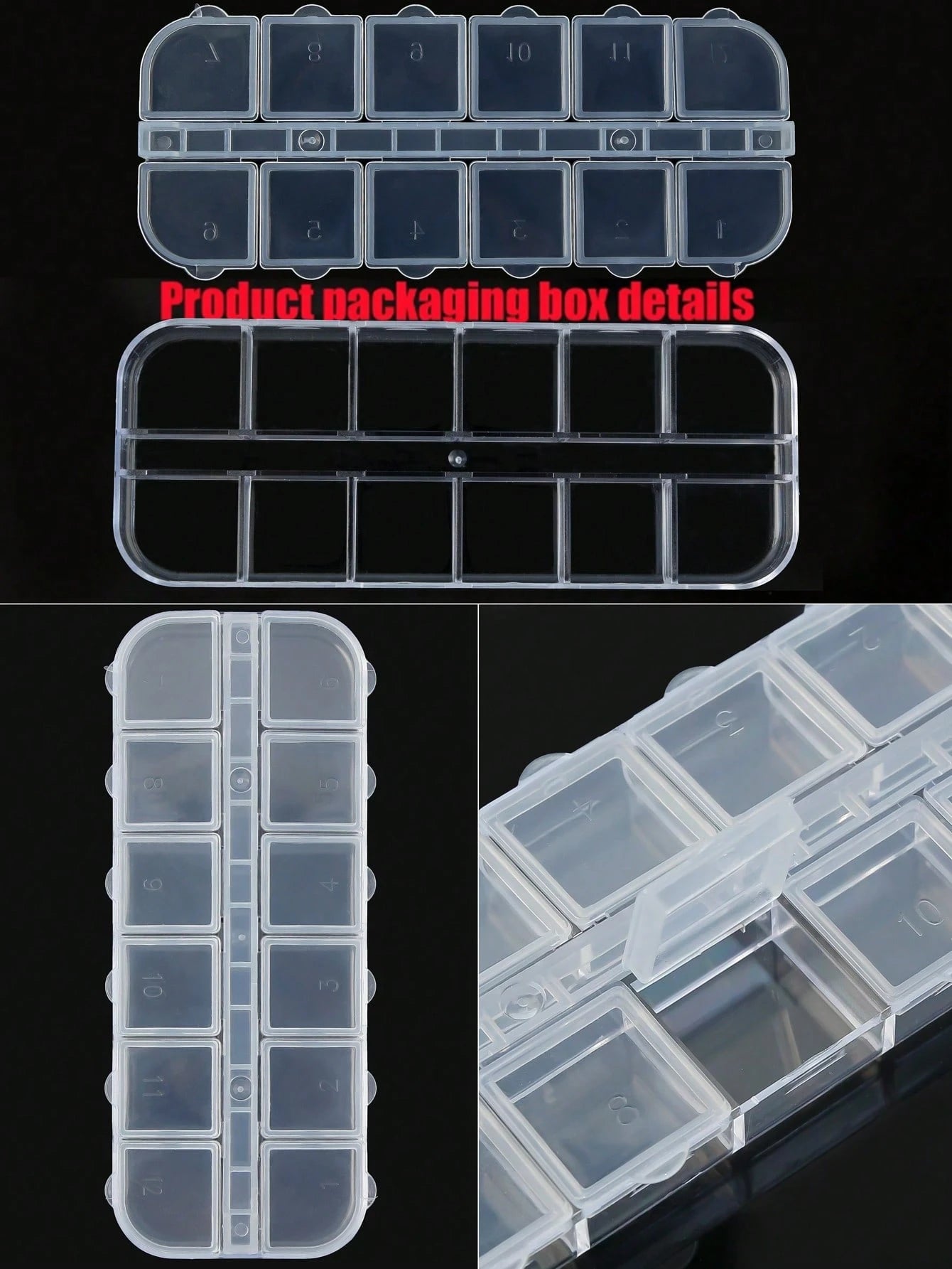 1 Box 12 Grids Super Shiny Mini Resin Flat Rhinestones- Symmetrical Shape, DIY Nail Art Decorations, Nail Gems, Nail Supplies Nail Charms