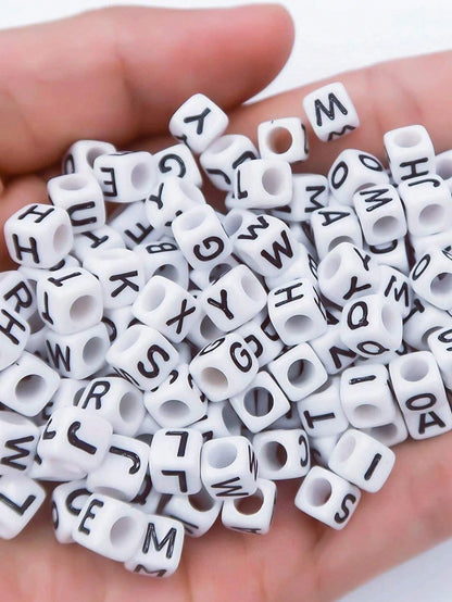 1 Box 6x6mm A-Z Cube Acrylic Alphabet Letter Beads For Jewelry Making Bracelets Necklaces Key Chains For Women And Girls