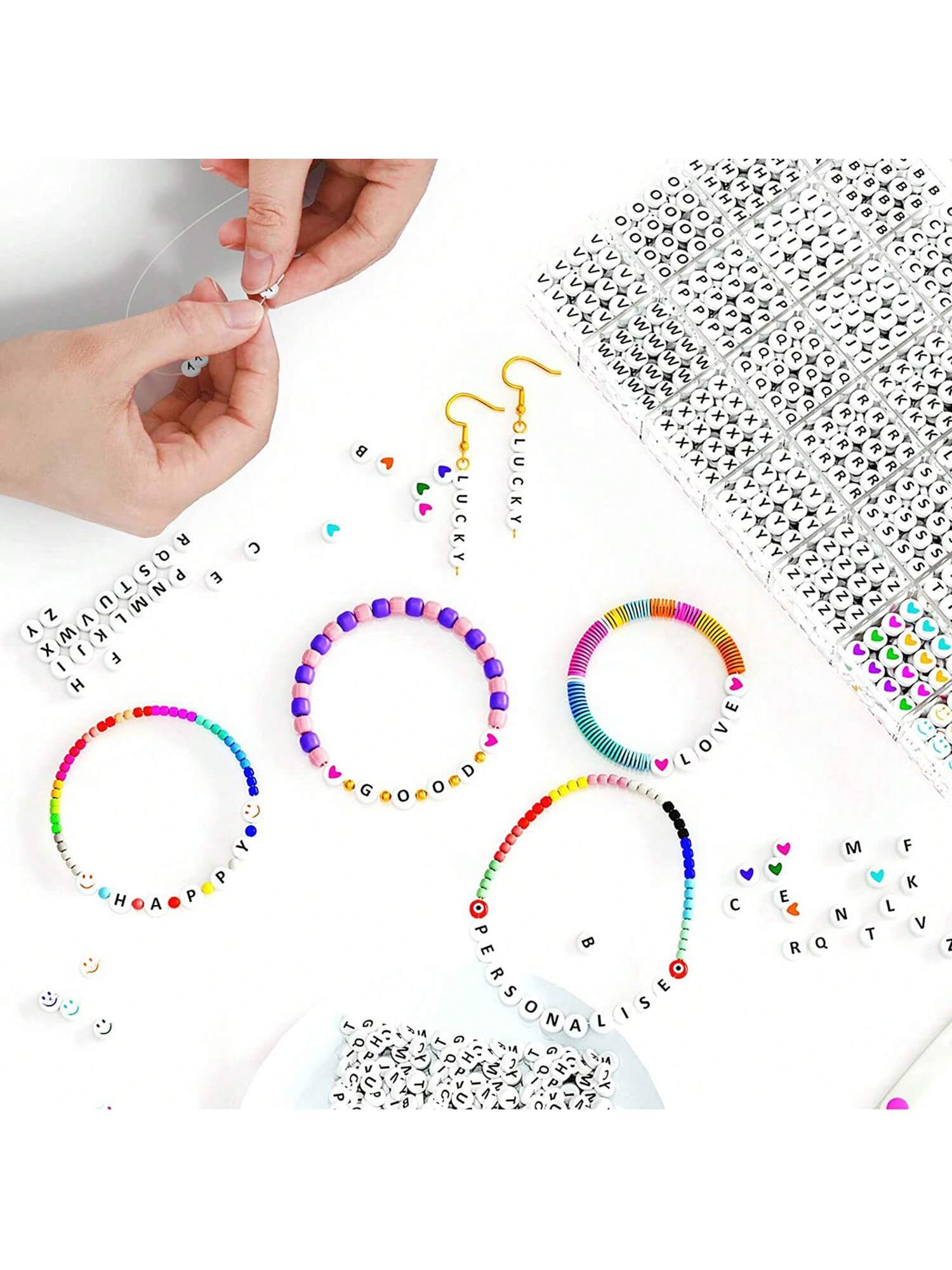 1 Box 6x6mm A-Z Cube Acrylic Alphabet Letter Beads For Jewelry Making Bracelets Necklaces Key Chains For Women And Girls