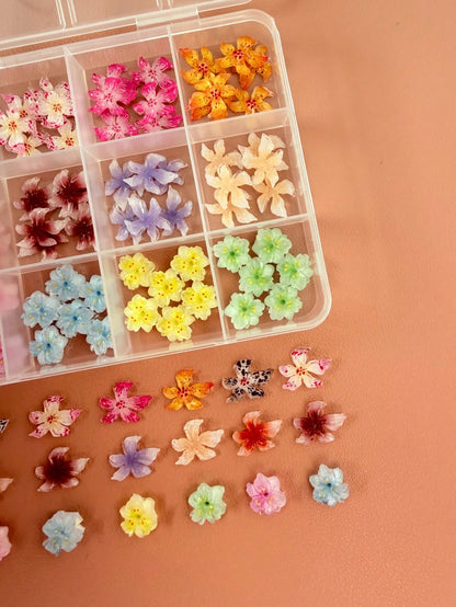 1 Box Random Mixed ABS Leopard Print Flower Nail Art Decorations, Y2K Ombre Polka Dot Flower Nail Art Accessories, DIY Nail Supplies, Nail Gems Nail Charms