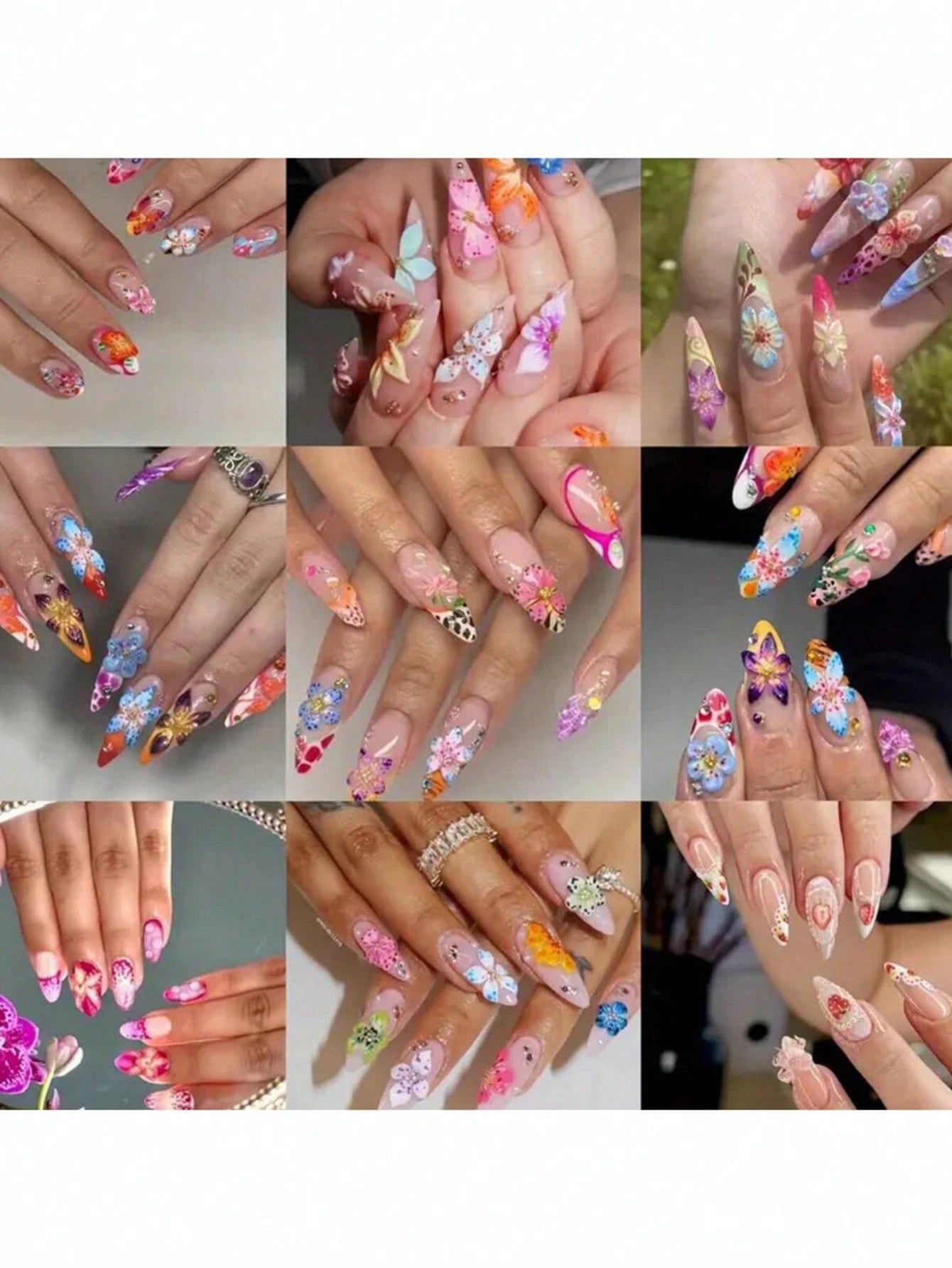 1 Box Random Mixed ABS Leopard Print Flower Nail Art Decorations, Y2K Ombre Polka Dot Flower Nail Art Accessories, DIY Nail Supplies, Nail Gems Nail Charms