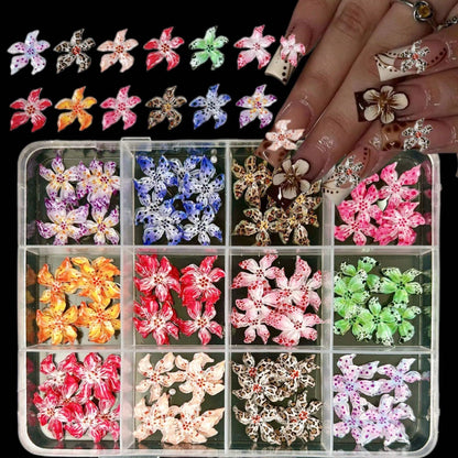 1 Box Random Mixed ABS Leopard Print Flower Nail Art Decorations, Y2K Ombre Polka Dot Flower Nail Art Accessories, DIY Nail Supplies, Nail Gems Nail Charms