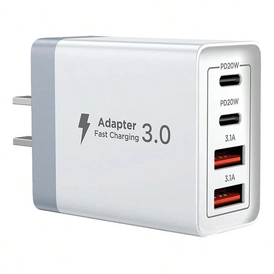 1 Charger, Fast Charger 40W Dual-Port PD+QC Wall Plug Multi-Port, Suitable For Multiple People Charging, Multiple Devices Charging, Meet Home Charging Needs, As Well As Office Desktop Mobile Phone Cha