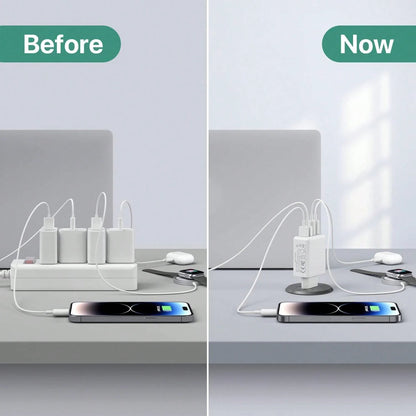 1 Charger, Fast Charger 40W Dual-Port PD+QC Wall Plug Multi-Port, Suitable For Multiple People Charging, Multiple Devices Charging, Meet Home Charging Needs, As Well As Office Desktop Mobile Phone Cha