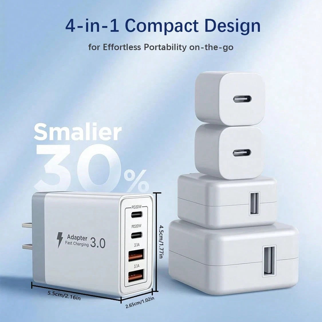 1 Charger, Fast Charger 40W Dual-Port PD+QC Wall Plug Multi-Port, Suitable For Multiple People Charging, Multiple Devices Charging, Meet Home Charging Needs, As Well As Office Desktop Mobile Phone Cha