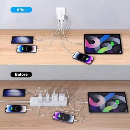 1 Charger, Fast Charger 40W Dual-Port PD+QC Wall Plug Multi-Port, Suitable For Multiple People Charging, Multiple Devices Charging, Meet Home Charging Needs, As Well As Office Desktop Mobile Phone Cha