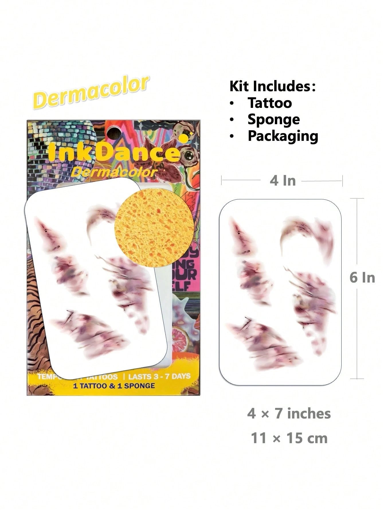 1 Kit Temporary Tattoos, Fake Tattoos, Waterproof, Authentic Tattoo Look, Halloween Scar, Blood Injury, Hand Print Cut Scratches Stitches, Scary Makeup, Colorful, InkDance, Ink Dance, Easy To Apply An