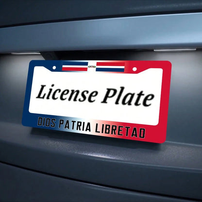 1 License Plate Holder- God, Home, Freedom Dominican Republic- Metal Black License Plate Holder 12 X 6inch- Suitable For Car Enthusiasts And Supporters Of The Dominican Republic- Patriotic Gift