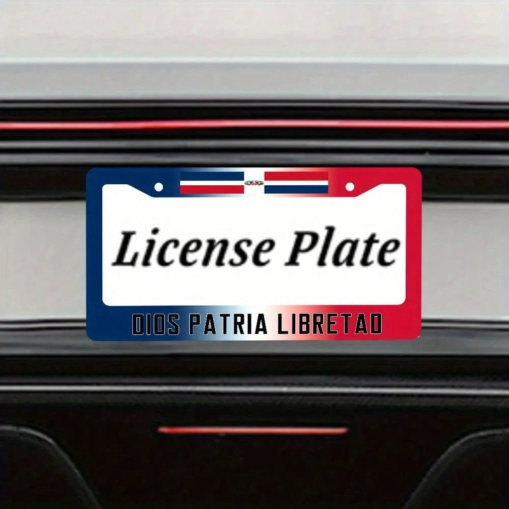 1 License Plate Holder- God, Home, Freedom Dominican Republic- Metal Black License Plate Holder 12 X 6inch- Suitable For Car Enthusiasts And Supporters Of The Dominican Republic- Patriotic Gift