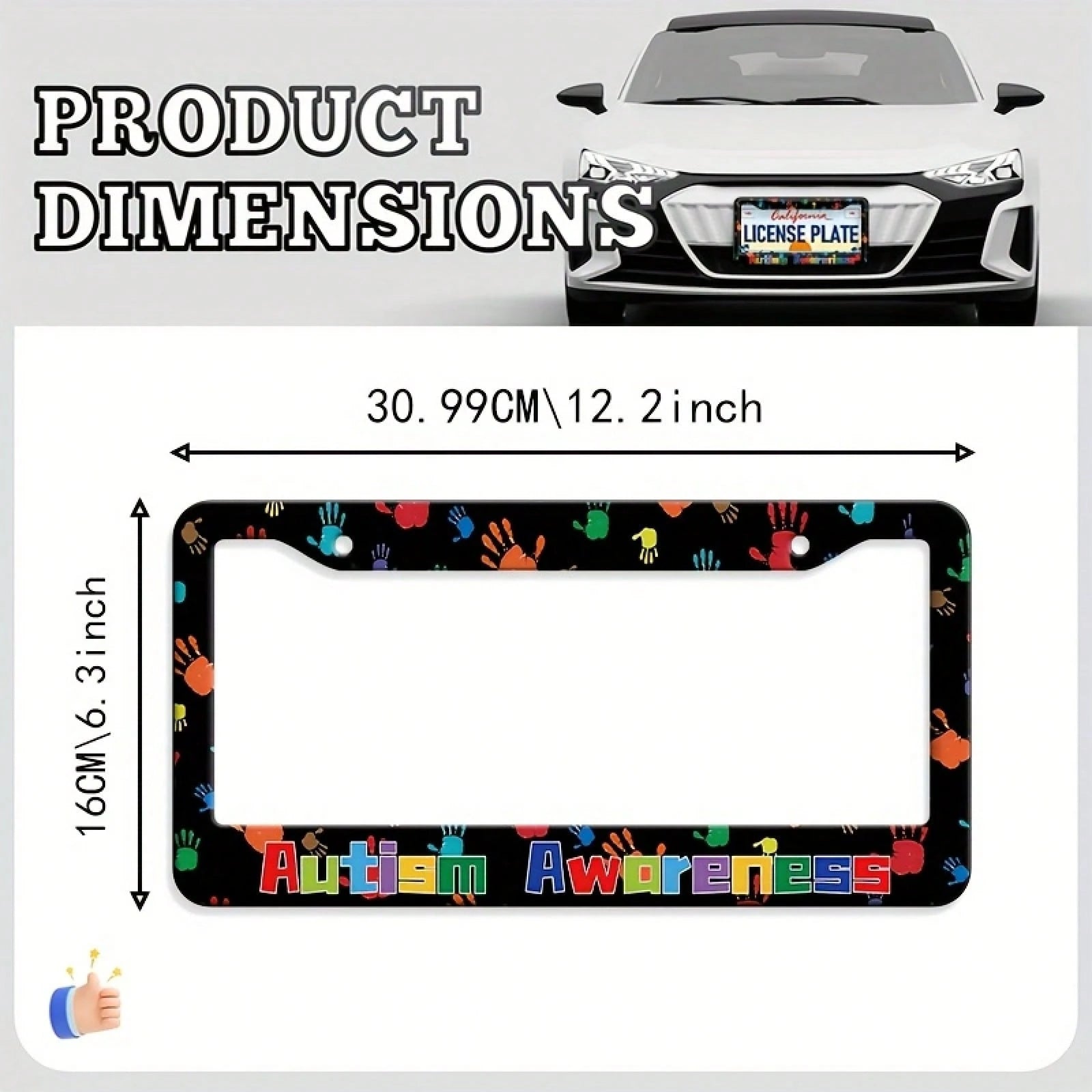 1-Pack, Car License Plate Frame, Aluminum Metal Car License Holder, Suitable For The USA And Canada, Birthday Gifts, Holiday Gifts, Unisex Decorative Car Additions, 16.0X30.99 Cm, 2D Flat