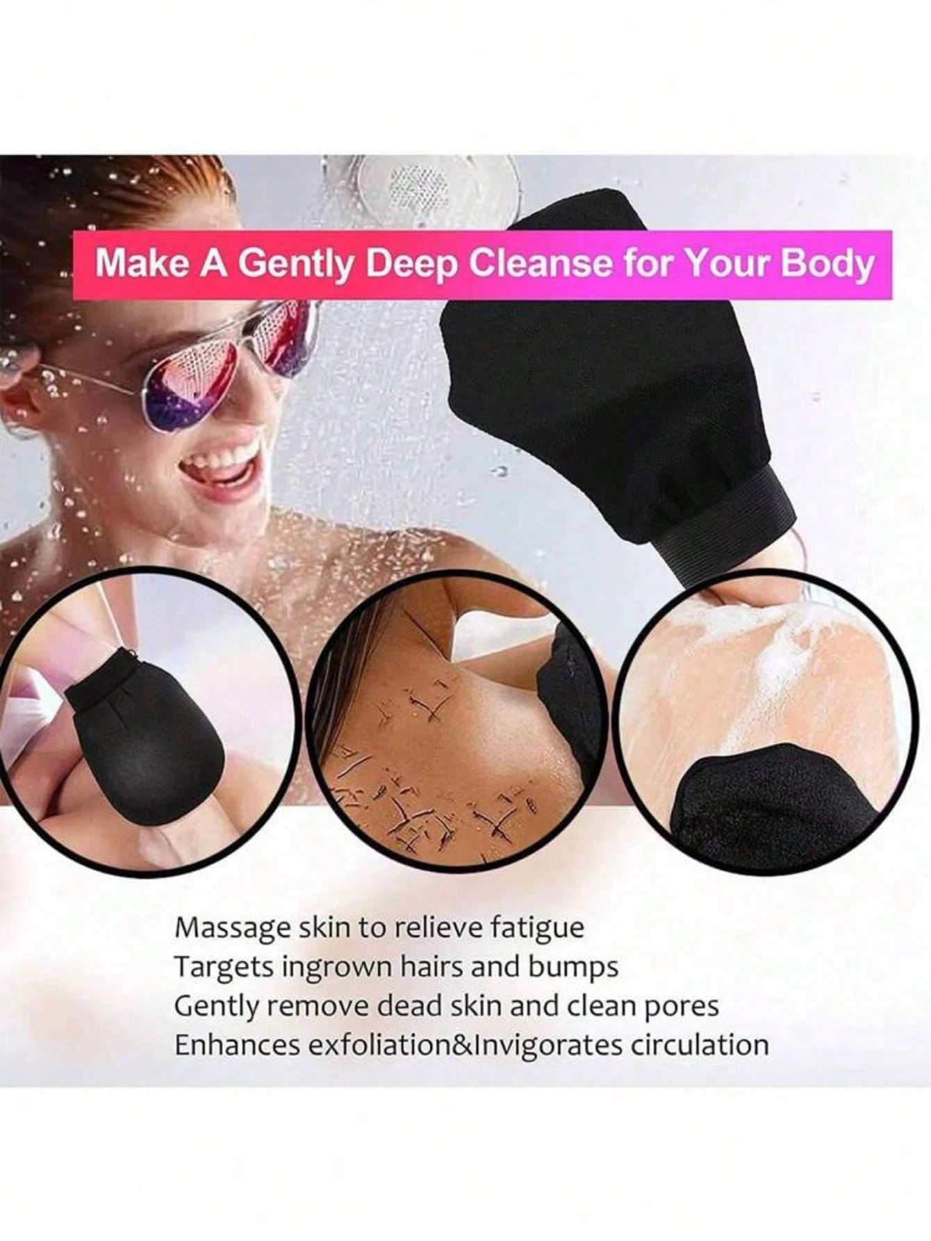 1 Pair/2 Pairs/3 Pairs Of Exfoliating Gloves, Deep Cleansing Gloves, Exfoliating Bath Gloves, Fiber Body Exfoliators, Shower Exfoliating Gloves (For Removing Dead Skin And Dirt), Gentle Skin Revitaliz