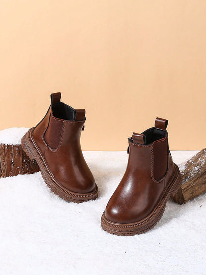 1 Pair Children's Autumn/Winter New Soft Bottom Fashion Versatile Outdoor Anti-Slip Classic Leather Boots