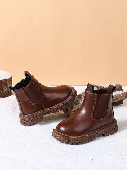 1 Pair Children's Autumn/Winter New Soft Bottom Fashion Versatile Outdoor Anti-Slip Classic Leather Boots