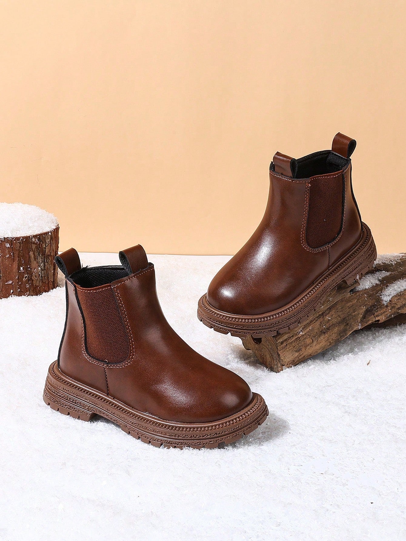 1 Pair Children's Autumn/Winter New Soft Bottom Fashion Versatile Outdoor Anti-Slip Classic Leather Boots
