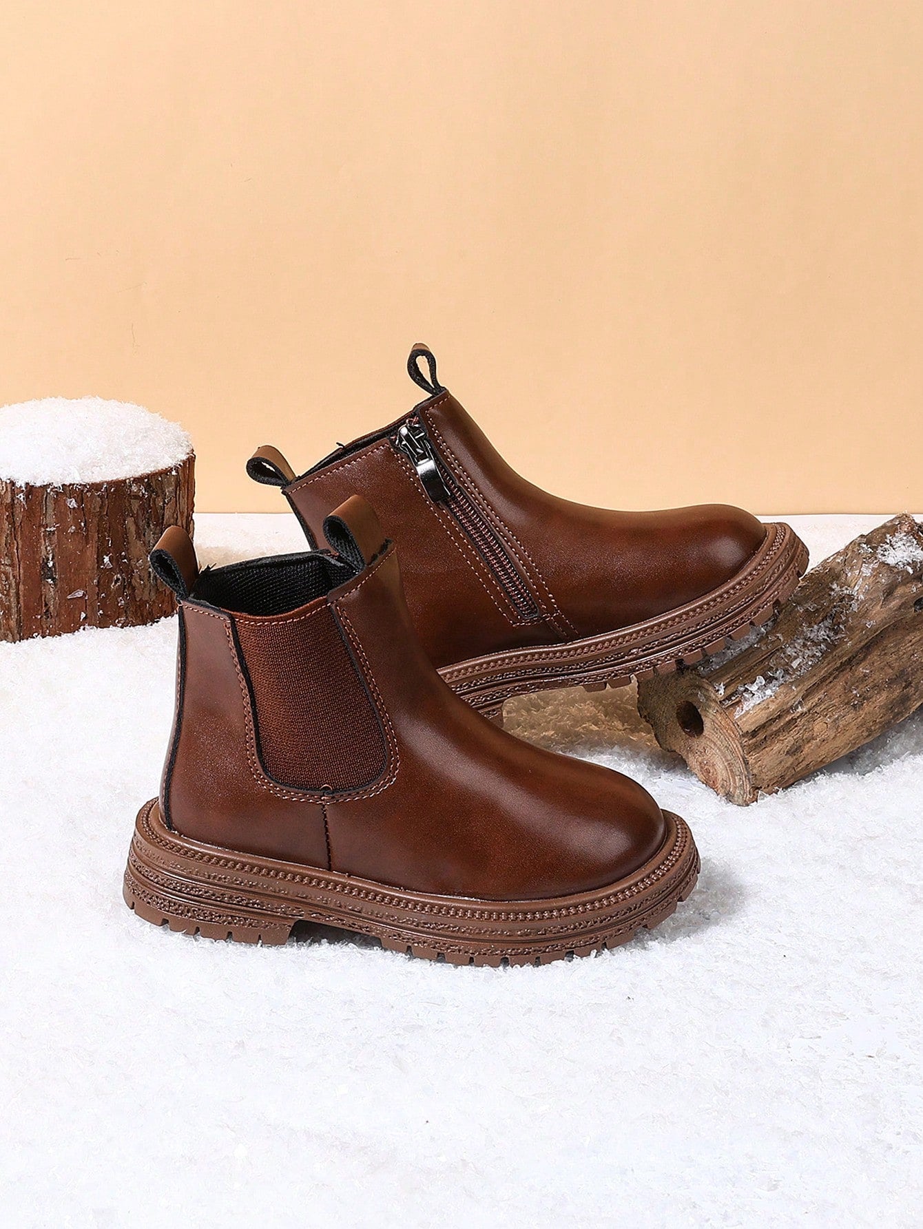 1 Pair Children's Autumn/Winter New Soft Bottom Fashion Versatile Outdoor Anti-Slip Classic Leather Boots