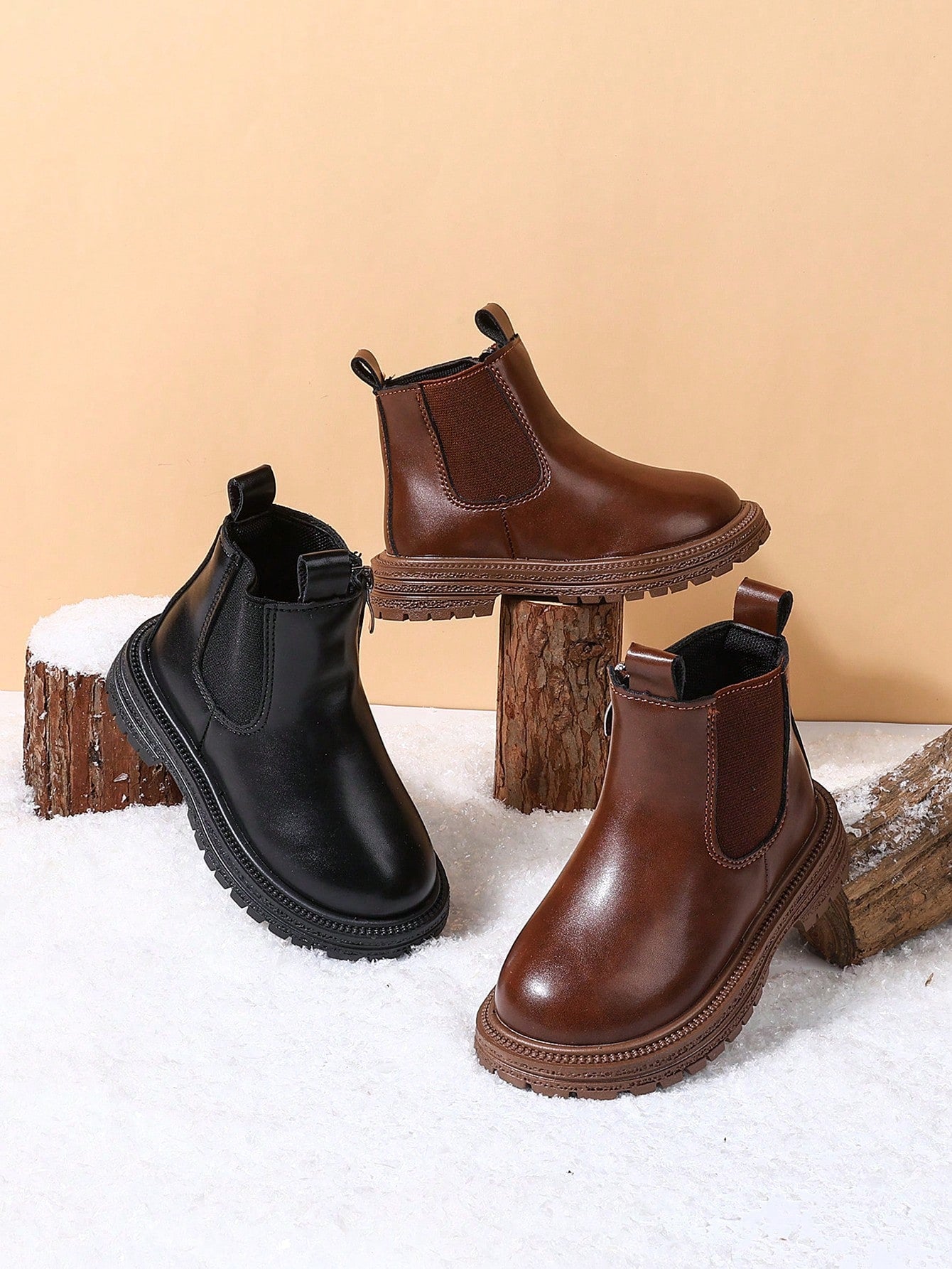 1 Pair Children's Autumn/Winter New Soft Bottom Fashion Versatile Outdoor Anti-Slip Classic Leather Boots