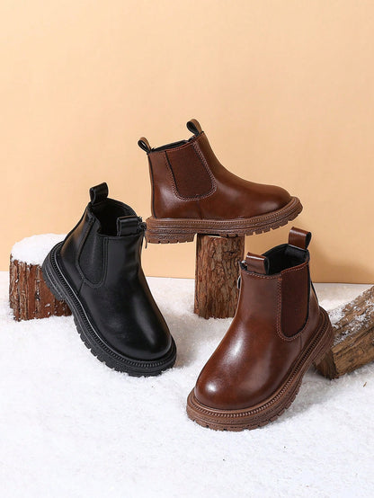 1 Pair Children's Autumn/Winter New Soft Bottom Fashion Versatile Outdoor Anti-Slip Classic Leather Boots