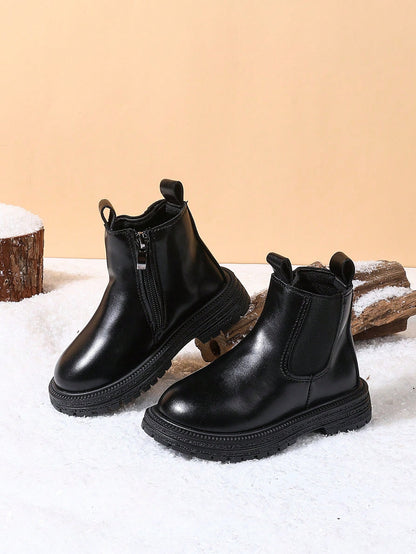 1 Pair Children's Autumn/Winter New Soft Bottom Fashion Versatile Outdoor Anti-Slip Classic Leather Boots