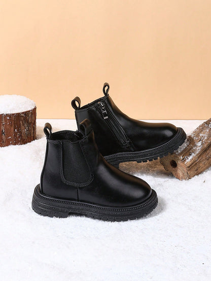 1 Pair Children's Autumn/Winter New Soft Bottom Fashion Versatile Outdoor Anti-Slip Classic Leather Boots