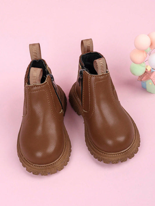 1 Pair Kids Baby New Fashionable Soft Sole Anti-Slip Ankle Boots British Style Boots For Boys And Girls