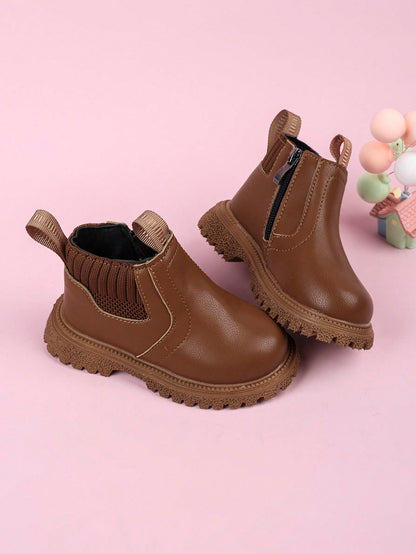 1 Pair Kids Baby New Fashionable Soft Sole Anti-Slip Ankle Boots British Style Boots For Boys And Girls