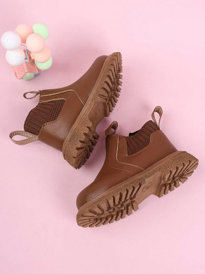 1 Pair Kids Baby New Fashionable Soft Sole Anti-Slip Ankle Boots British Style Boots For Boys And Girls