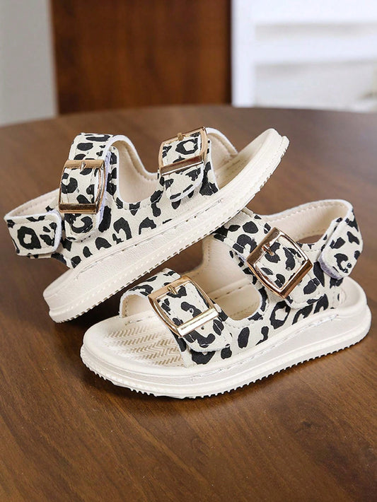 1 Pair New Leopard Print Open Toe Sandals For Toddlers, Fashionable Versatile Baby Walking Shoes, Unisex Casual Shoes [Size Runs Small, Recommend Ordering One Size Up]