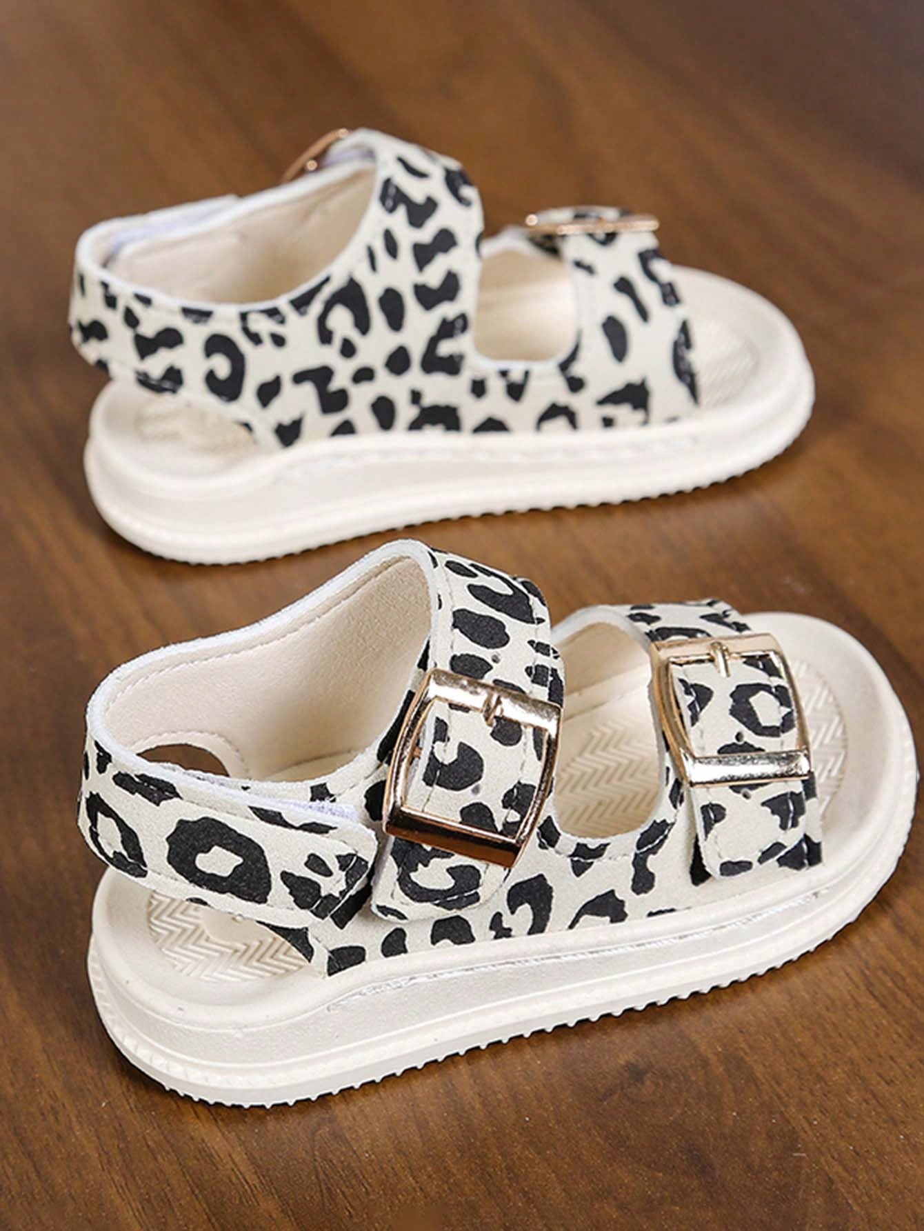 1 Pair New Leopard Print Open Toe Sandals For Toddlers, Fashionable Versatile Baby Walking Shoes, Unisex Casual Shoes [Size Runs Small, Recommend Ordering One Size Up]