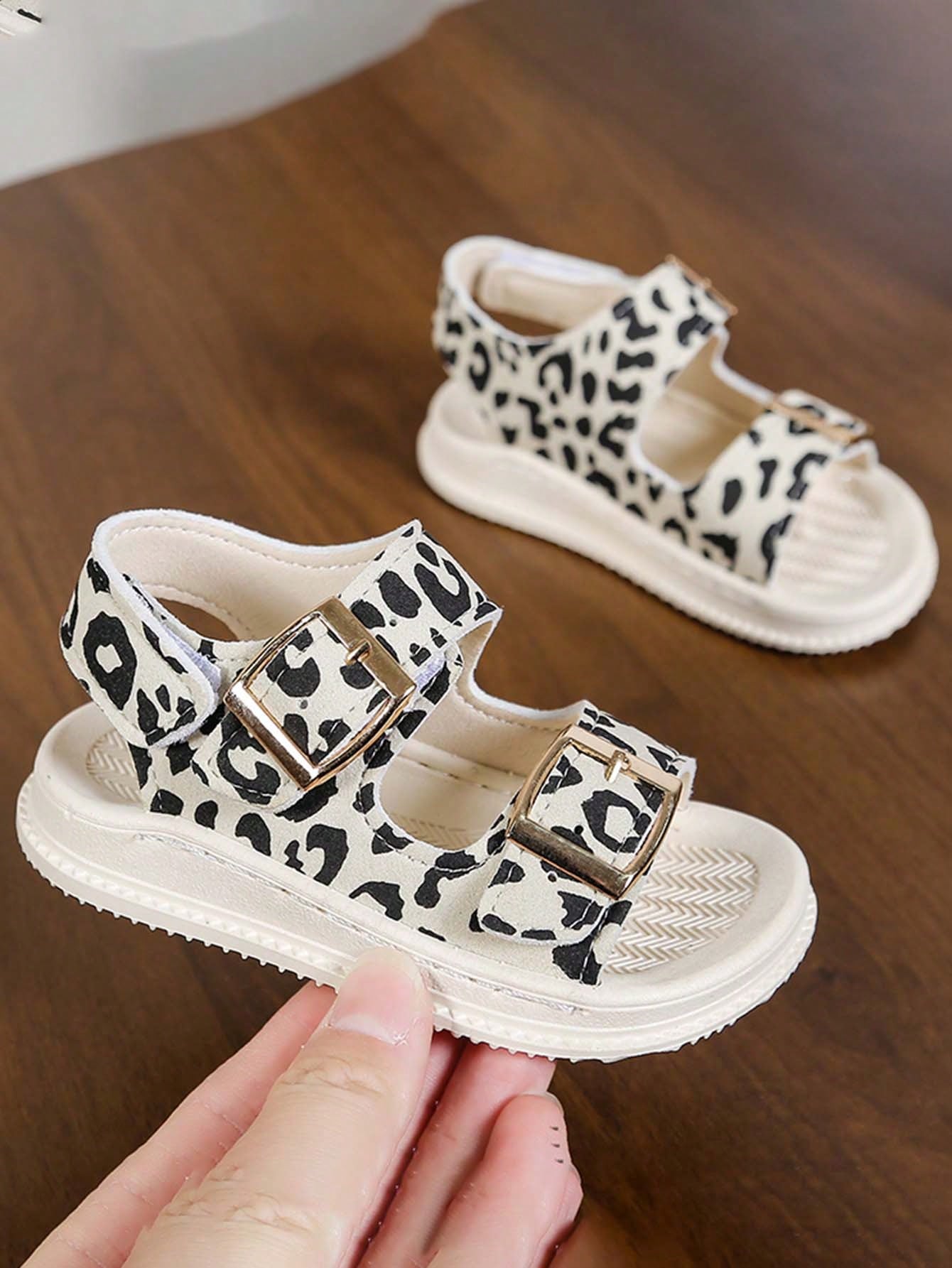 1 Pair New Leopard Print Open Toe Sandals For Toddlers, Fashionable Versatile Baby Walking Shoes, Unisex Casual Shoes [Size Runs Small, Recommend Ordering One Size Up]