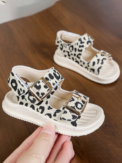 1 Pair New Leopard Print Open Toe Sandals For Toddlers, Fashionable Versatile Baby Walking Shoes, Unisex Casual Shoes [Size Runs Small, Recommend Ordering One Size Up]