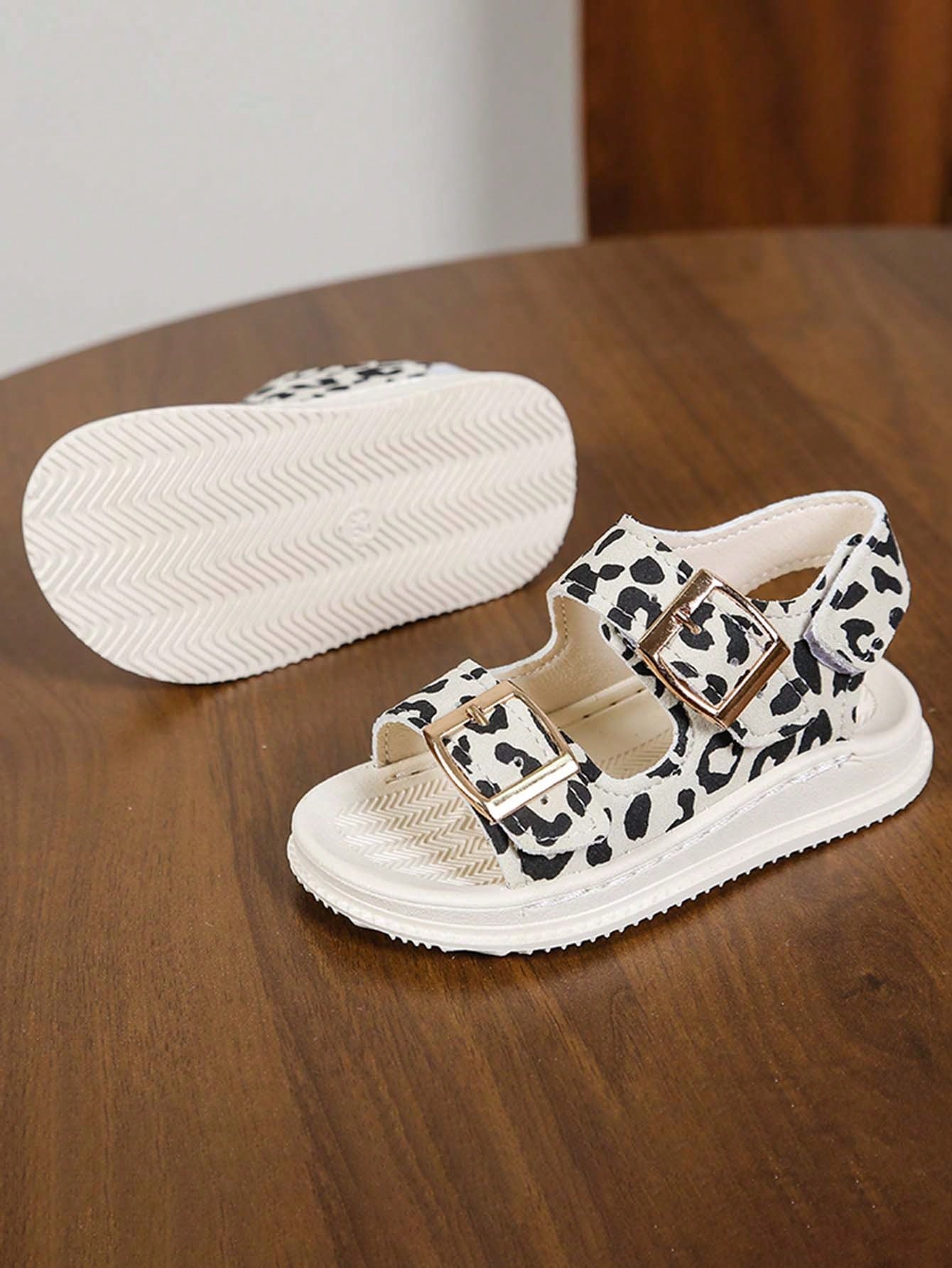 1 Pair New Leopard Print Open Toe Sandals For Toddlers, Fashionable Versatile Baby Walking Shoes, Unisex Casual Shoes [Size Runs Small, Recommend Ordering One Size Up]