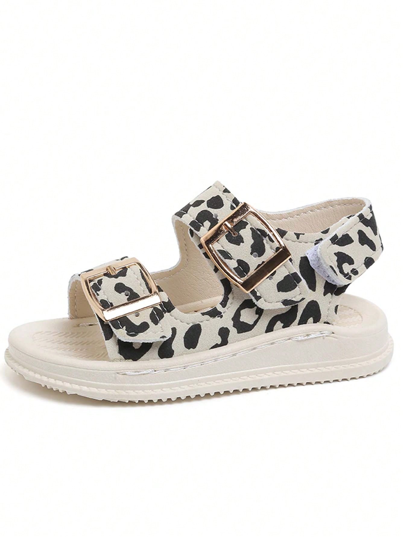 1 Pair New Leopard Print Open Toe Sandals For Toddlers, Fashionable Versatile Baby Walking Shoes, Unisex Casual Shoes [Size Runs Small, Recommend Ordering One Size Up]