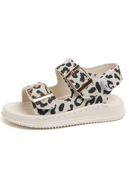 1 Pair New Leopard Print Open Toe Sandals For Toddlers, Fashionable Versatile Baby Walking Shoes, Unisex Casual Shoes [Size Runs Small, Recommend Ordering One Size Up]