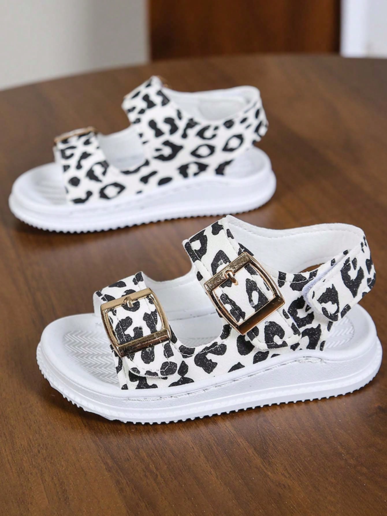 1 Pair New Leopard Print Open Toe Sandals For Toddlers, Fashionable Versatile Baby Walking Shoes, Unisex Casual Shoes [Size Runs Small, Recommend Ordering One Size Up]